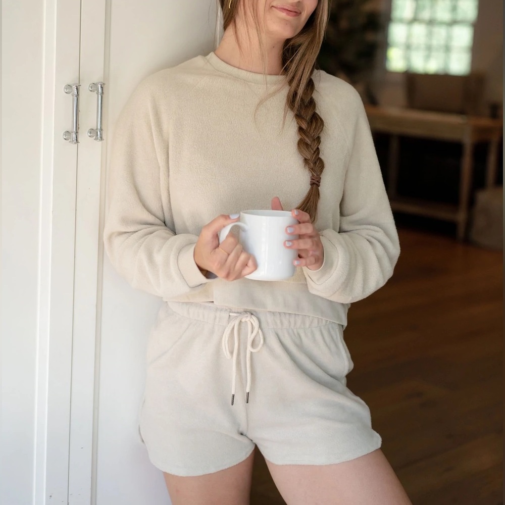 Carly Jean Los Angeles Blaine Pullover Cropped in Beige